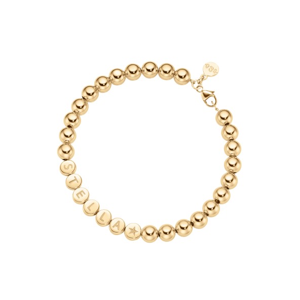 Namensarmband Classic mittlere Kugeln 18 Karat Gold
