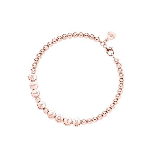 Namensarmband Classic kleine Kugeln 18 Karat Roségold
