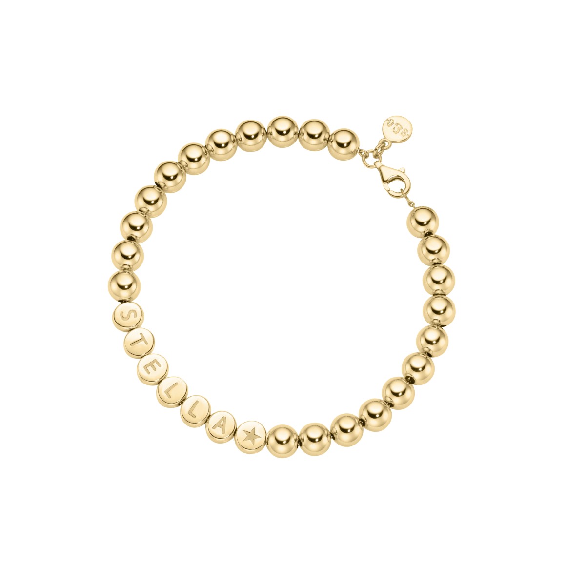 Namensarmband Classic mittlere Kugeln 18 Karat Gold