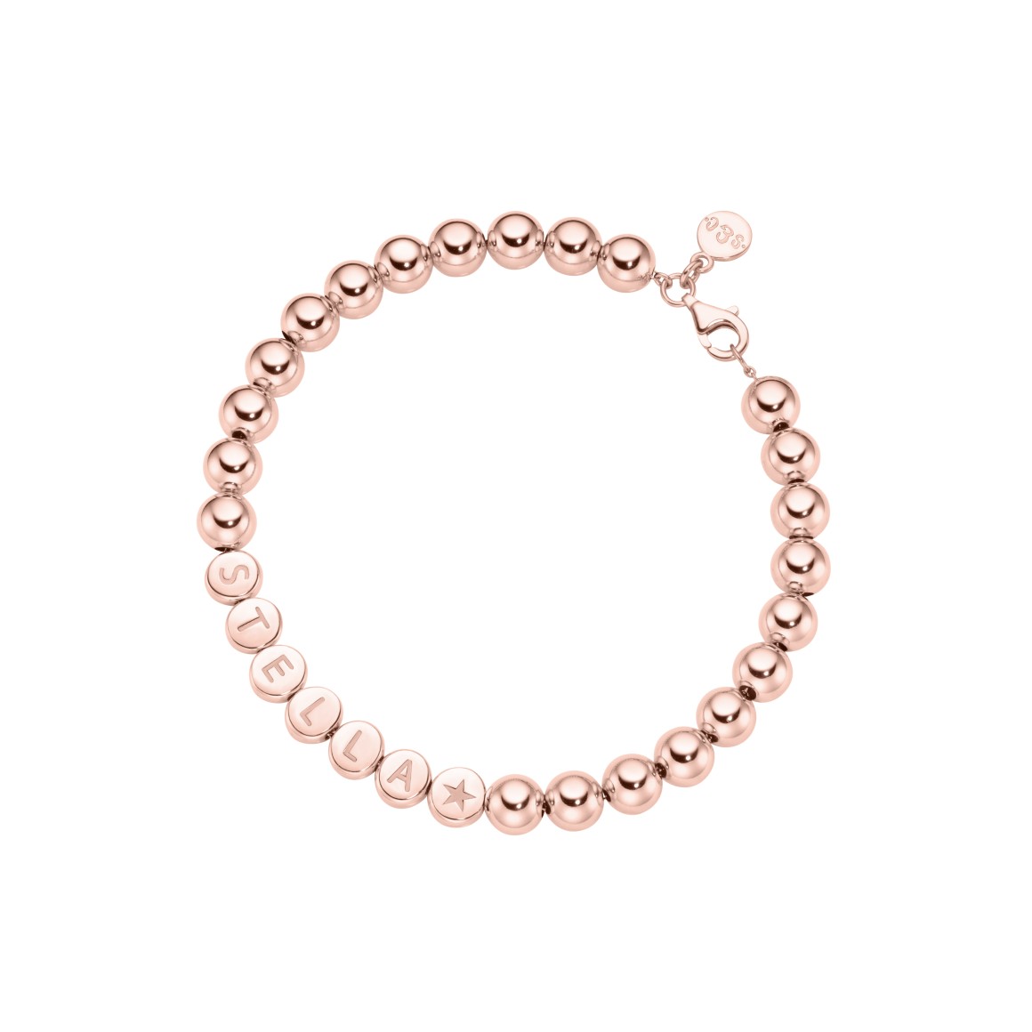 Namensarmband Classic mittlere Kugeln 18 Karat Roségold