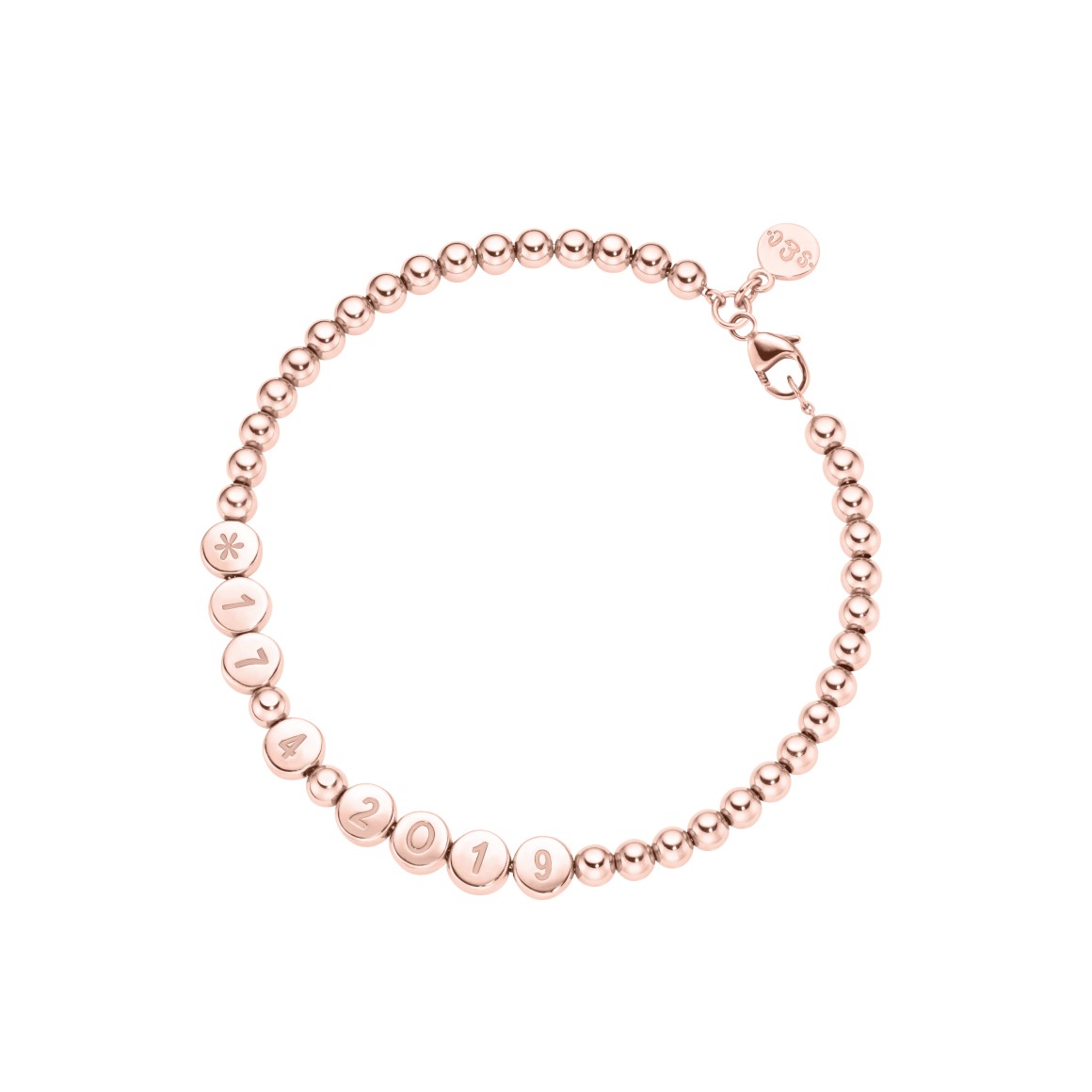 Namensarmband Classic kleine Kugeln 18 Karat Roségold