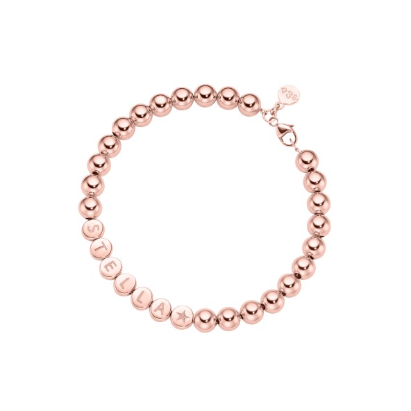 name bracelet classic large beads 18 karat rose gold