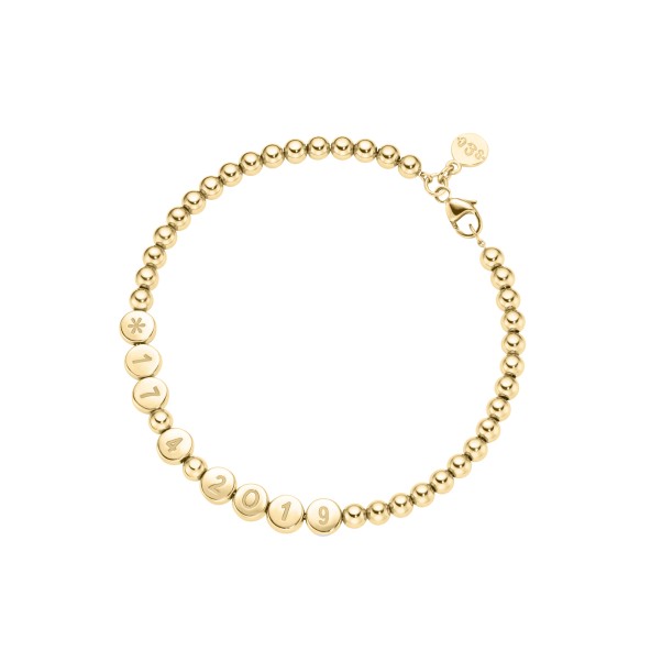 name bracelet classic small bead 18 carat gold
