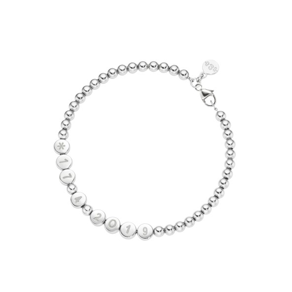 name bracelet classic small bead 18 carat white gold