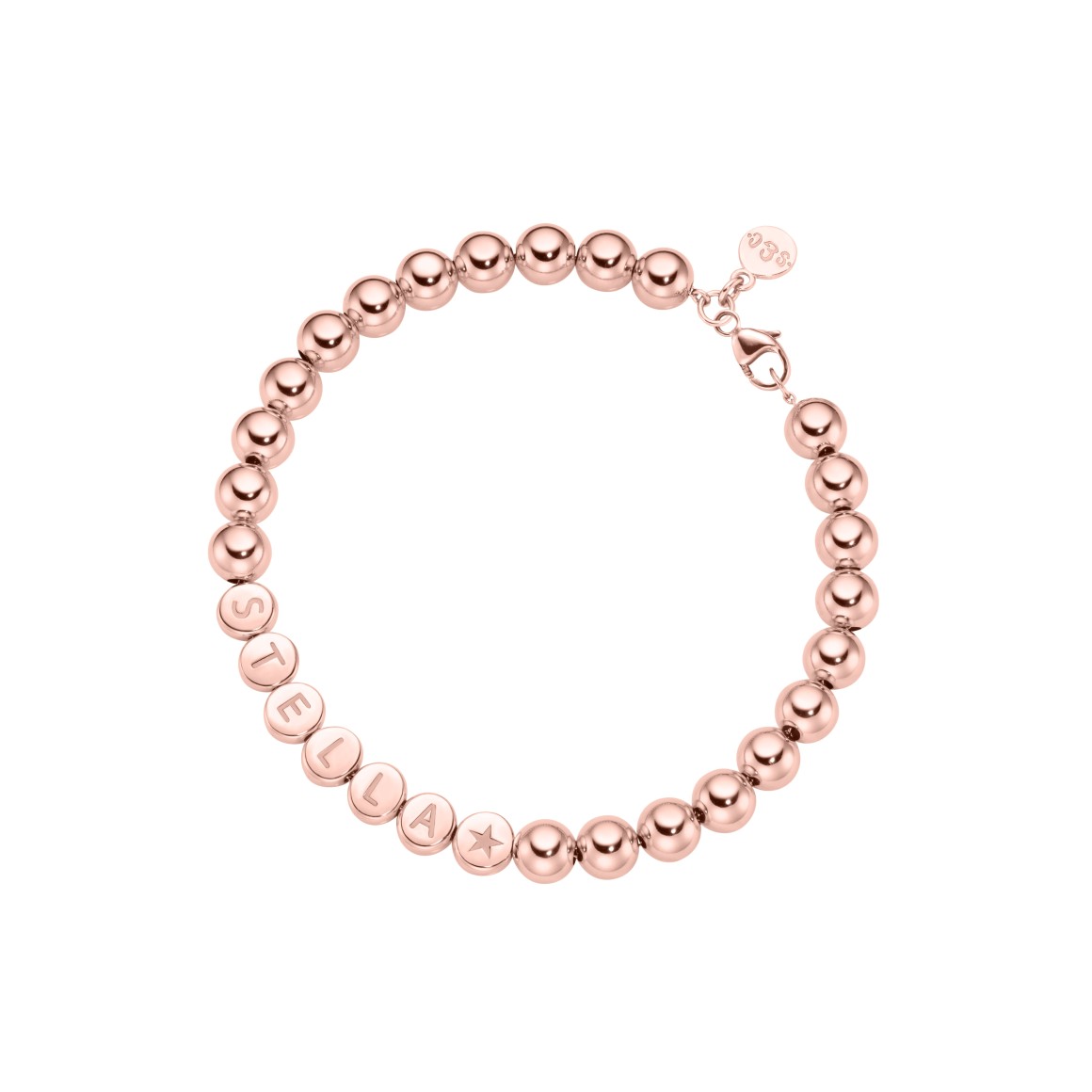 name bracelet classic large beads 18 karat rose gold