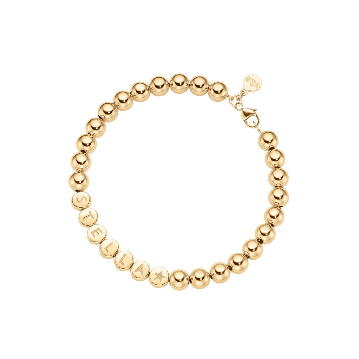 name bracelet classic large beads 18 carat gold