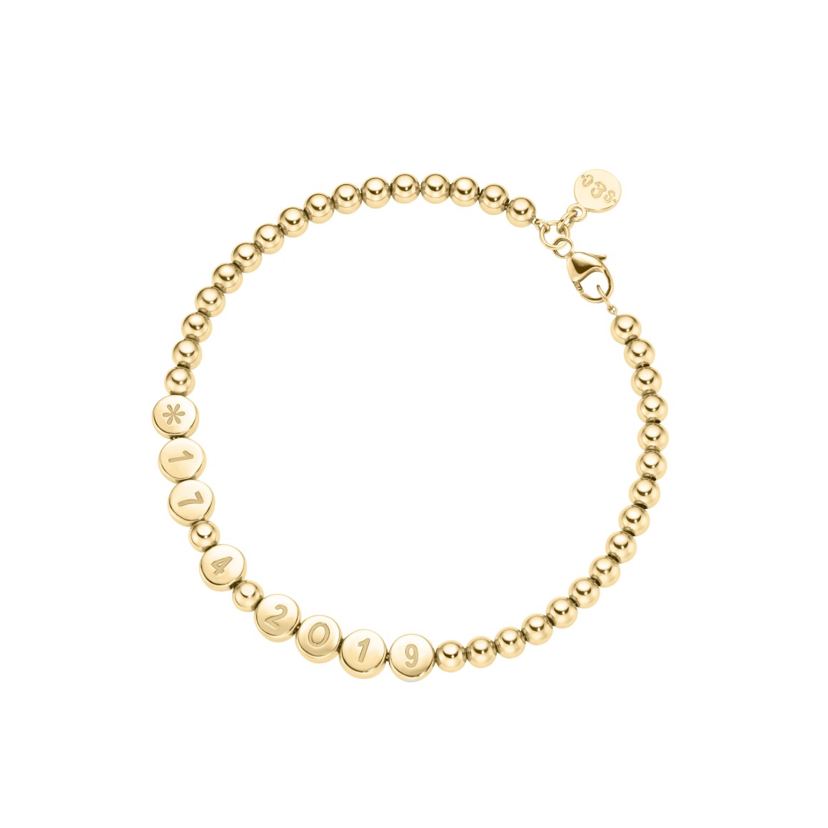 name bracelet classic small bead 18 carat gold