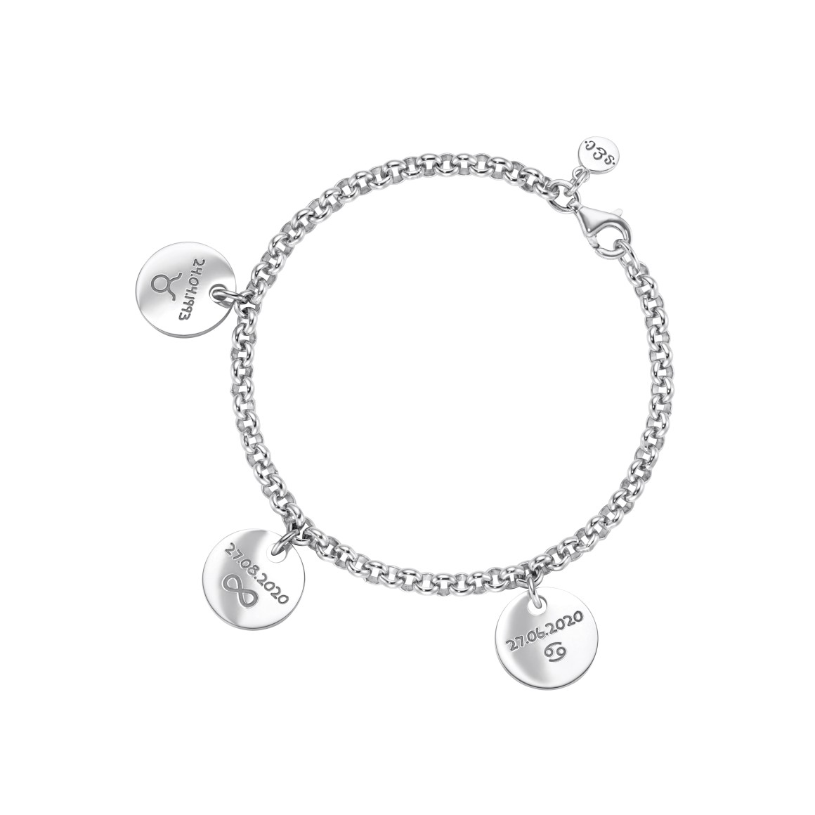 classic no.4 engraving bracelet 18 karat white gold